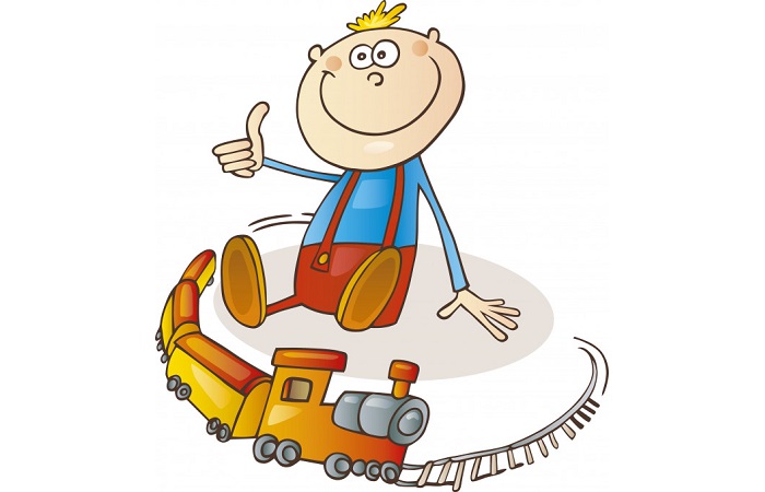 Мальчик и игрушечный поезд