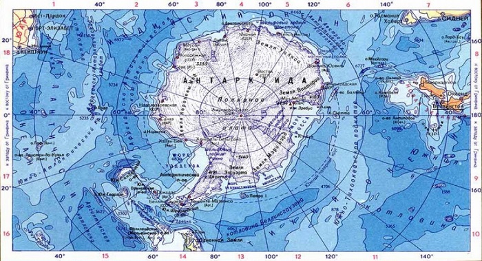 Антарктика на карте мира