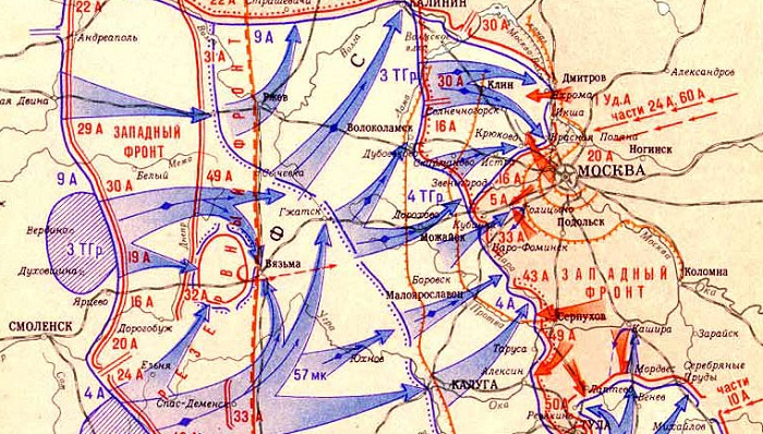 Карта наступления немцев на Москву