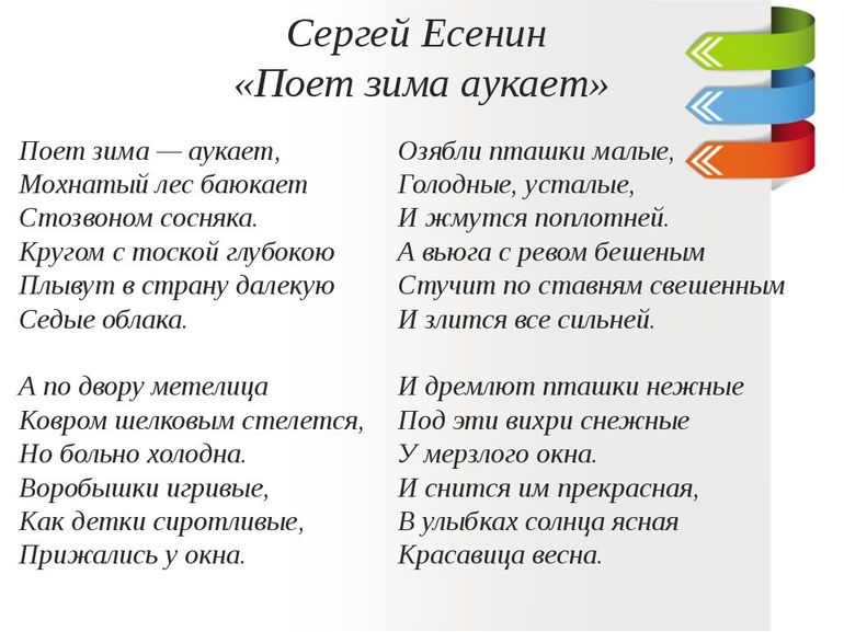 Стих «Поет зима - аукает» Есенина 