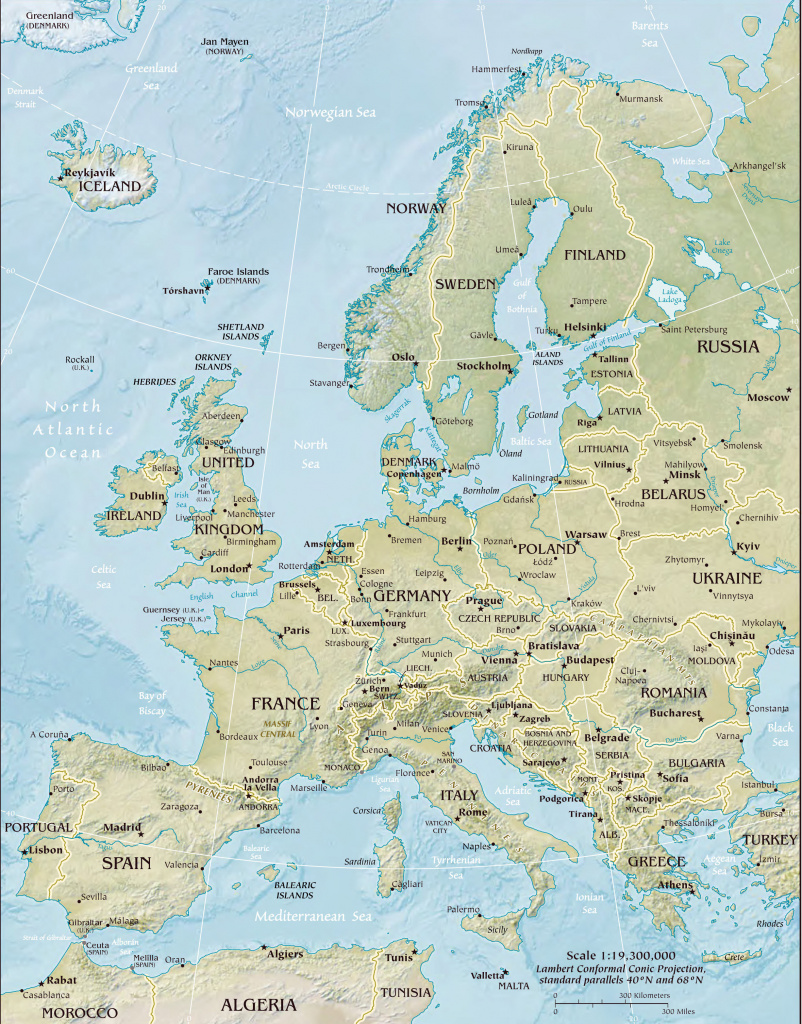 Карта стран Европы с рельефами, столицами и крупными городами.jpg