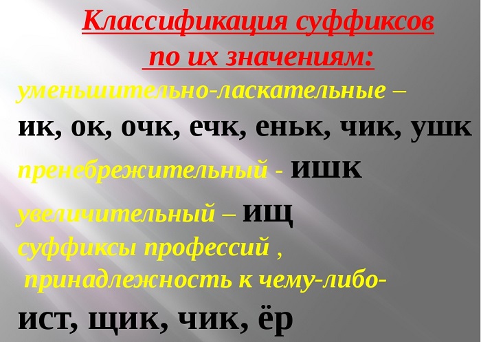 Уменьшительно-ласкательные суффиксы в русском языке