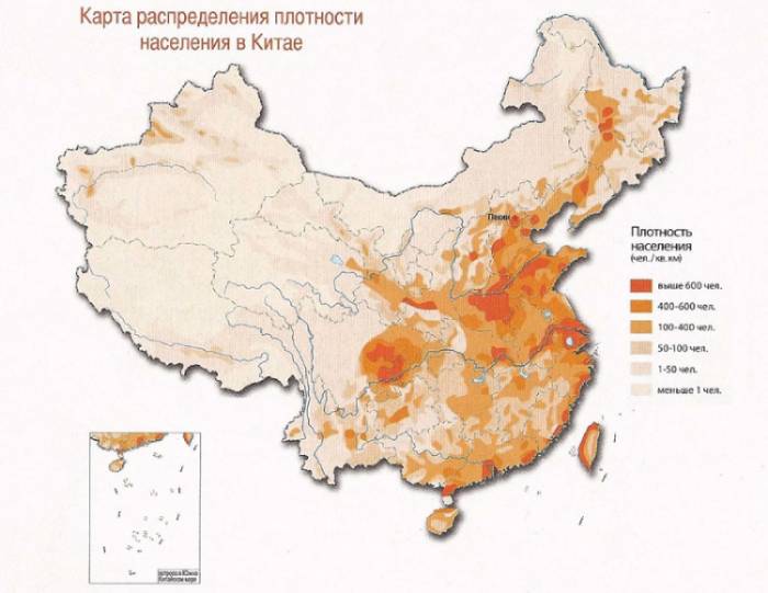 Плотность населения Китая