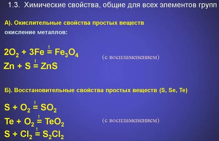 Химсвойства халькогенов Химсвойства халькогенов