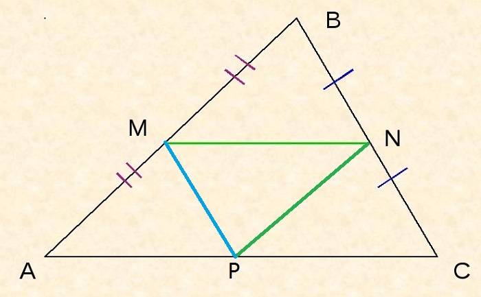 средняя линия треугольника параллельна стороне треугольника