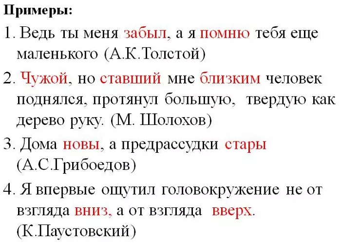 Примеры антитезы Примеры антитезы