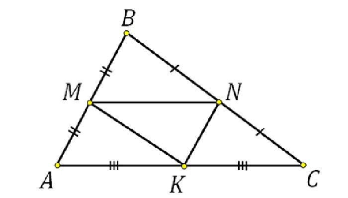 найдите среднюю линию треугольника параллельную