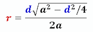 Формула радиуса вписанной окружности в ромб через диагональ и сторону