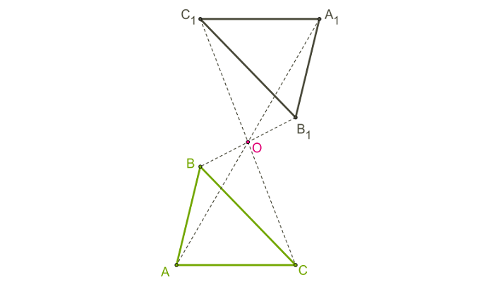 Центральная симметрия треугольника авс