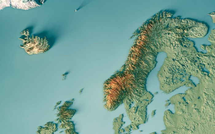 скандинавский полуостров на карте