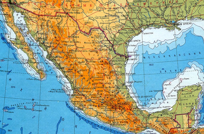 Физическая карта Мексики