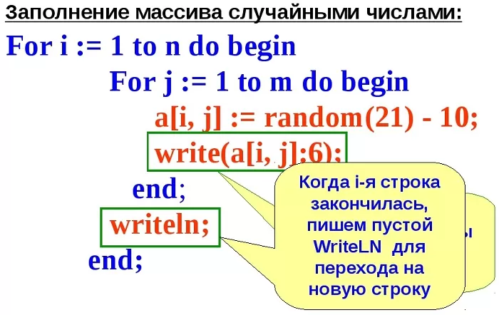 Заполнение двумерного массива Заполнение двумерного массива
