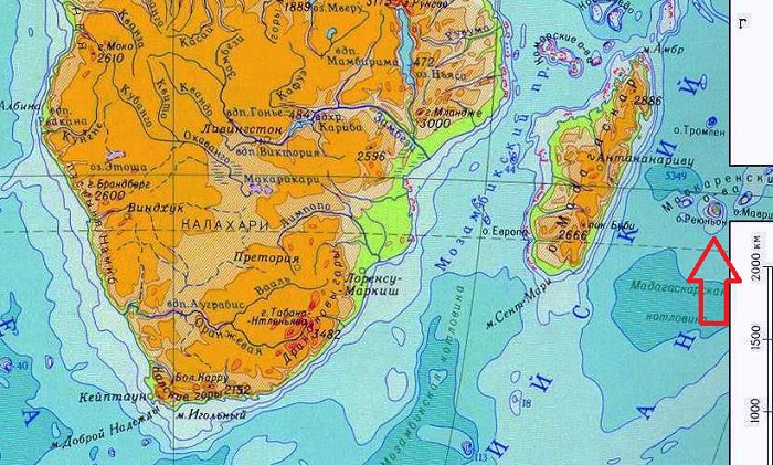 Маскаренские острова на карте