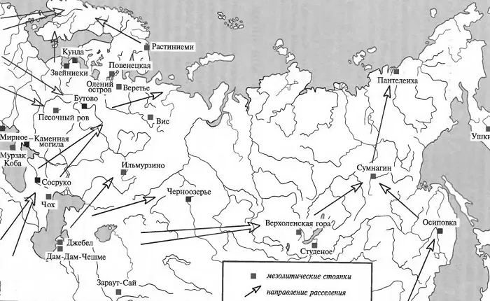 Карта памятников мезолита Карта памятников мезолита