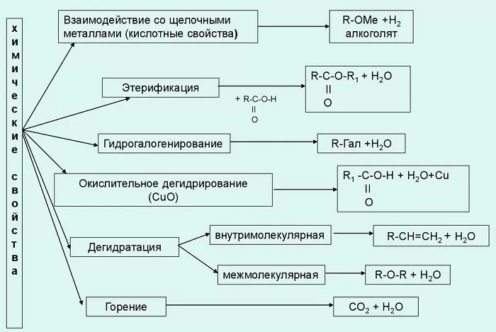 Химические свойства одноатомных спиртов