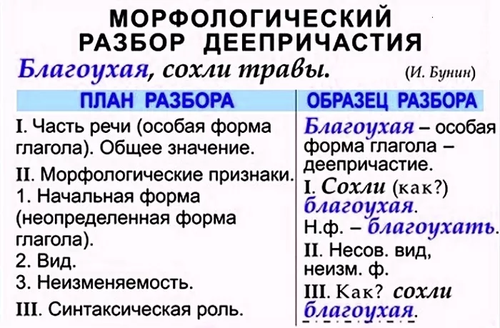 Морфологический разбор деепричастия Морфологический разбор деепричастия