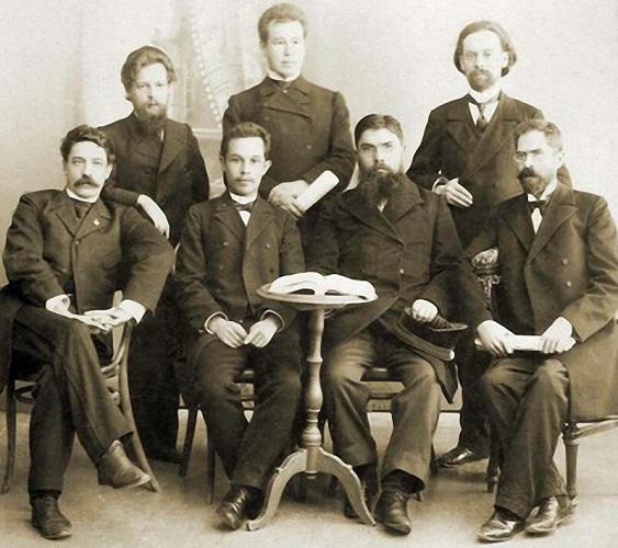 Павел Бажов с коллегами