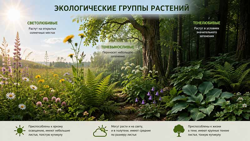 какие экологические группы растений