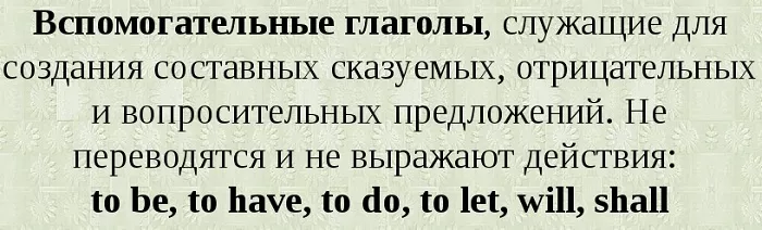 Вспомогательные глаголы в английском языке Вспомогательные глаголы в английском языке