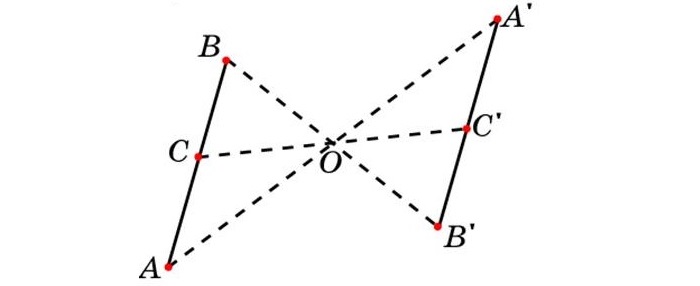 Как начертить центральную симметрию треугольника