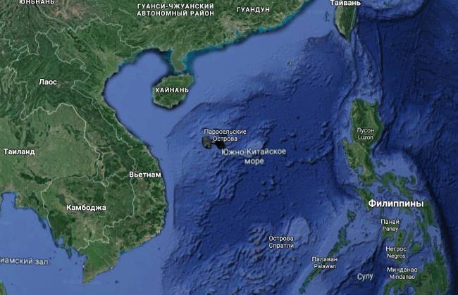 Южно китайское море на карте