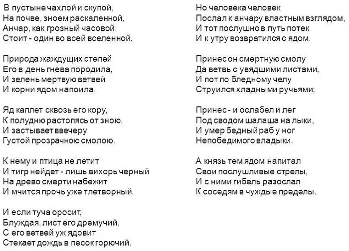 Стихотворение Анчар Стихотворение Анчар