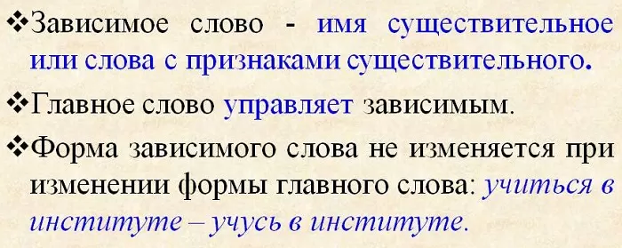 Что такое зависимое слово Что такое зависимое слово