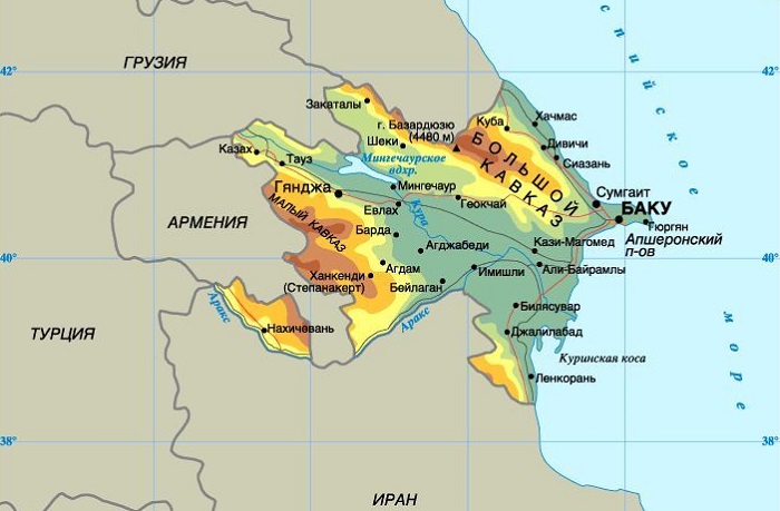 Азербайджан на карте