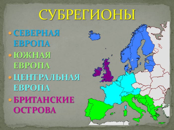 субрегионы зарубежной европы
