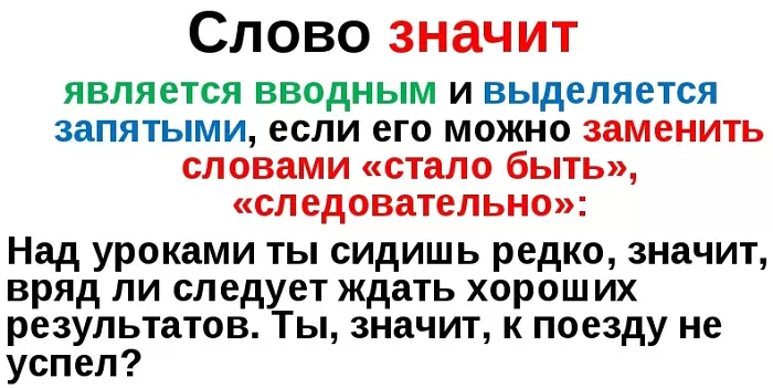 Вводное слово ЗНАЧИТ Вводное слово ЗНАЧИТ