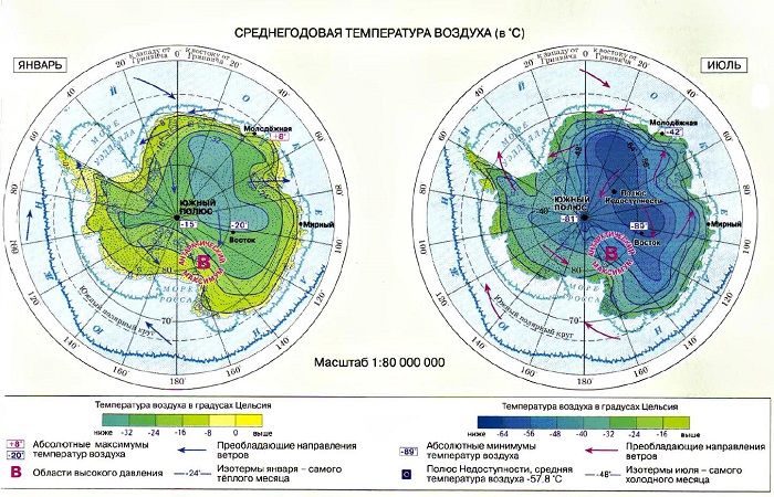 Климатическая карта Антарктиды