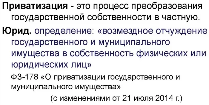 Определение приватизации Определение приватизации