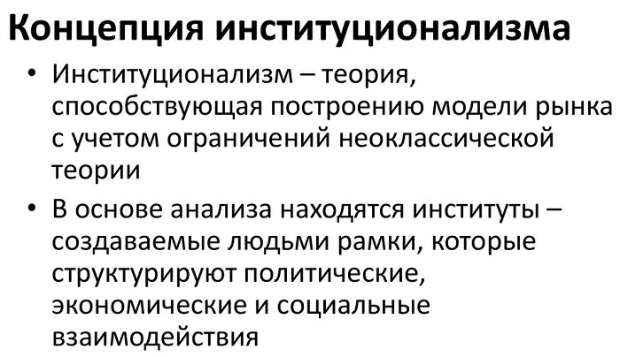 Концепция институционализма Концепция институционализма