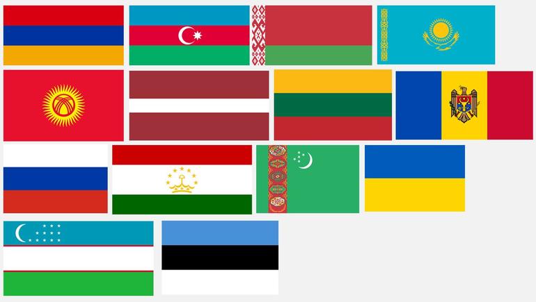Флаги стран, входящих в СНГ