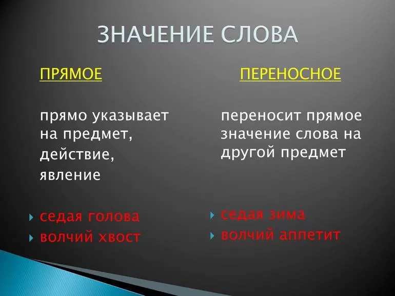 Прямое и переносное значение слова