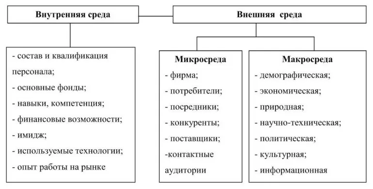 Внутренняя и внешняя маркетинговая среда