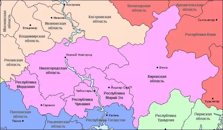 Волго-Вятский экономический район: географическое положение,