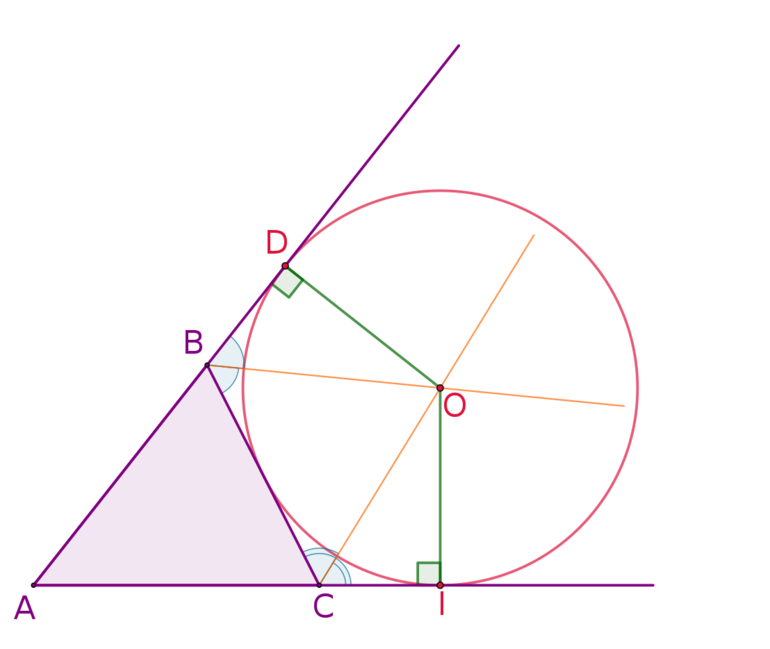 Треугольник вневписанный в окружность