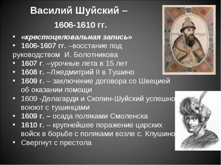 Внешняя и внутренняя политики Василия Шуйского