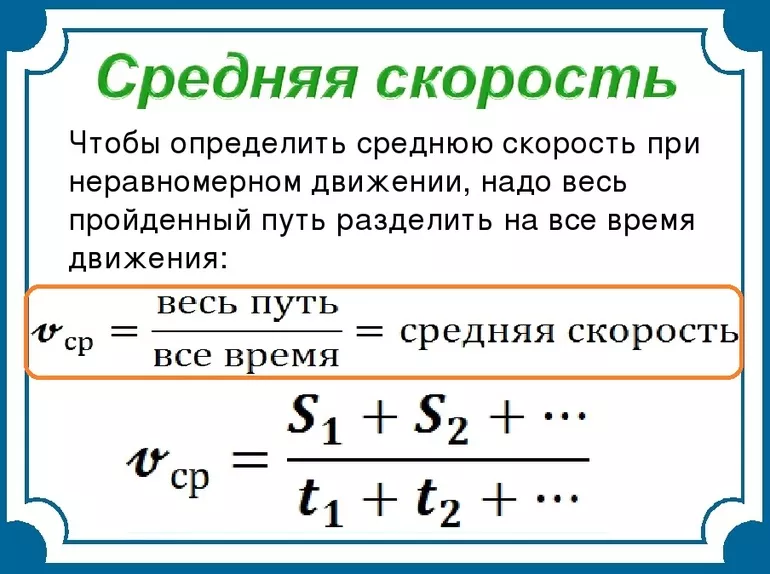 Среднее значение скорости