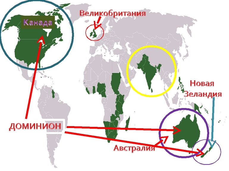 Карта британских колоний