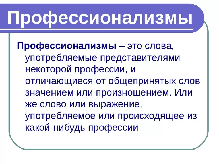 Понятие профессионализмов в русском языке