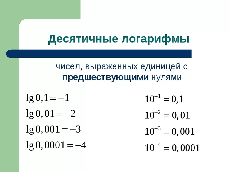Определение десятичных логарифмов