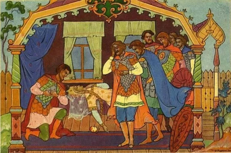 Главные герои сказки о мёртвой царевне и семи богатырях