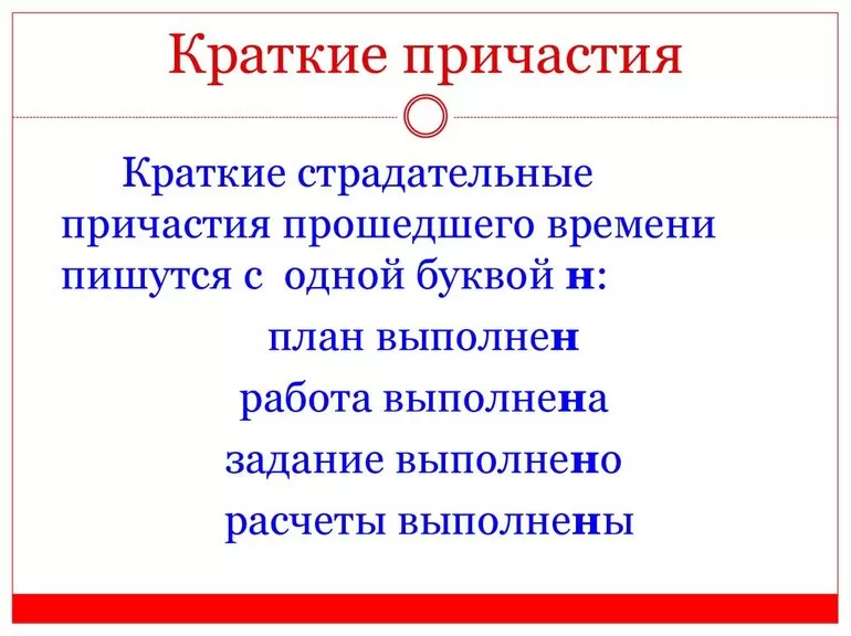 Правила написания кратких причастий