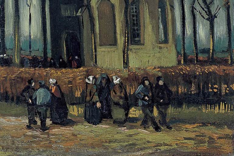 Картина «Выход из протестантской церкви в Нюэнене»