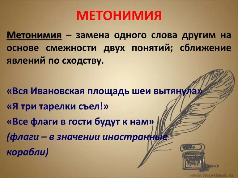 Метонимия отличается многообразием