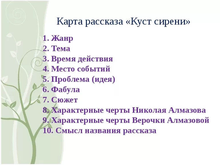 Анализ произведения Куст сирени