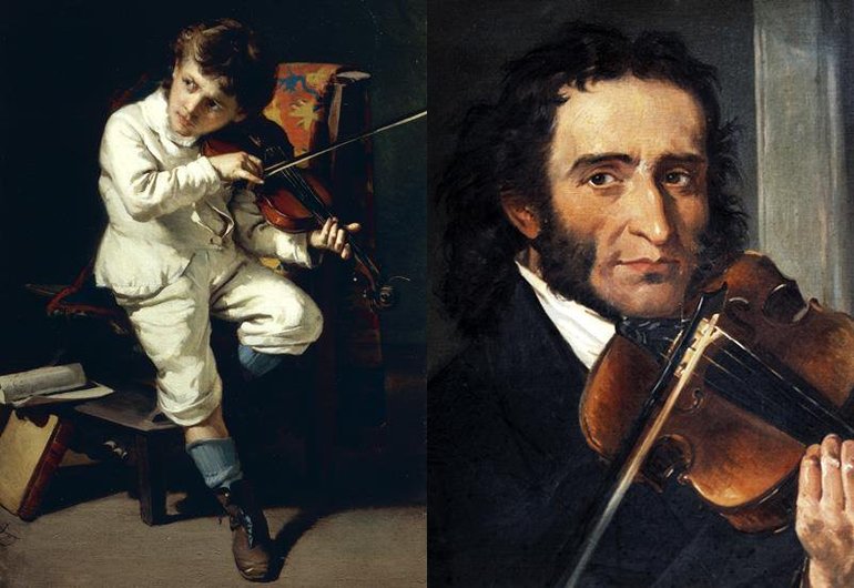 В детстве Паганини учился играть скрипке