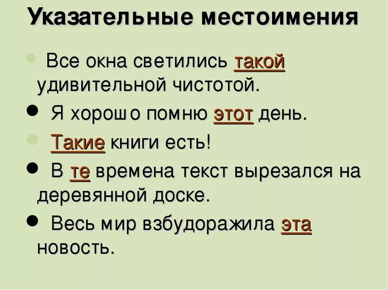 Функции и употребление указательных местоимений